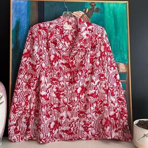 Helena Red and White Patterned Blouse 8